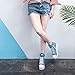 ALLINNINE Women's Sneaker Shoes High Heel Fashionable Canvas Shoes High Tube Lace Up Wedge Edge Zipper Slope Angle Shoes Size 4-11,Blue,8.5