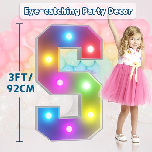 Image of Imprsv Colorful 3FT Marquee Letters S, 18 Colors Large Light up Letters