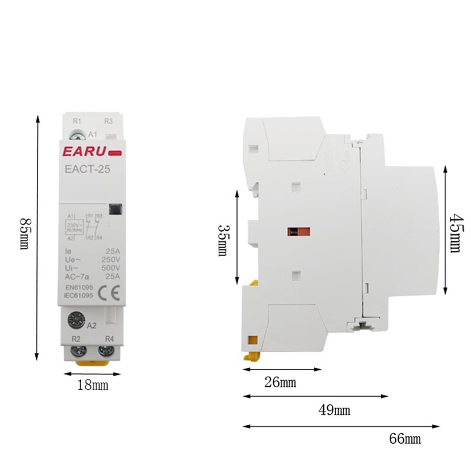Domowy montowany na szynie modułowy stycznik AC Din 2P 16A 20A 25A 1NO 1NC 2NO 2NC AC 220V 230V 50/60Hz (2P 20A 2NO)