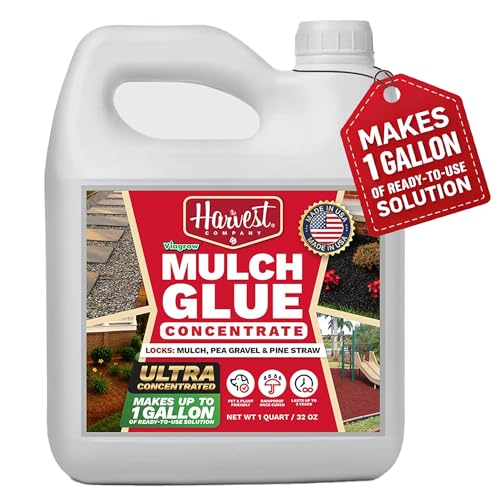 Viagrow Mulch Glue Concentrate by The Harvest Company, 1 Quart (32 oz) – Makes 1 Gallon, Landscape Mulch Stabilizer for Mulch, Pine Straw & Pea Gravel, Covers Up to 125 Sq Ft by Viagrow - Used condition - US$34.05