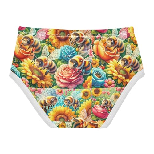 Joisal Funny Girls Underwear Toddler 2t Cotton Panties Little Girl Cute Bees Colorful Flowers Aesthetic Kids Undies Briefs2