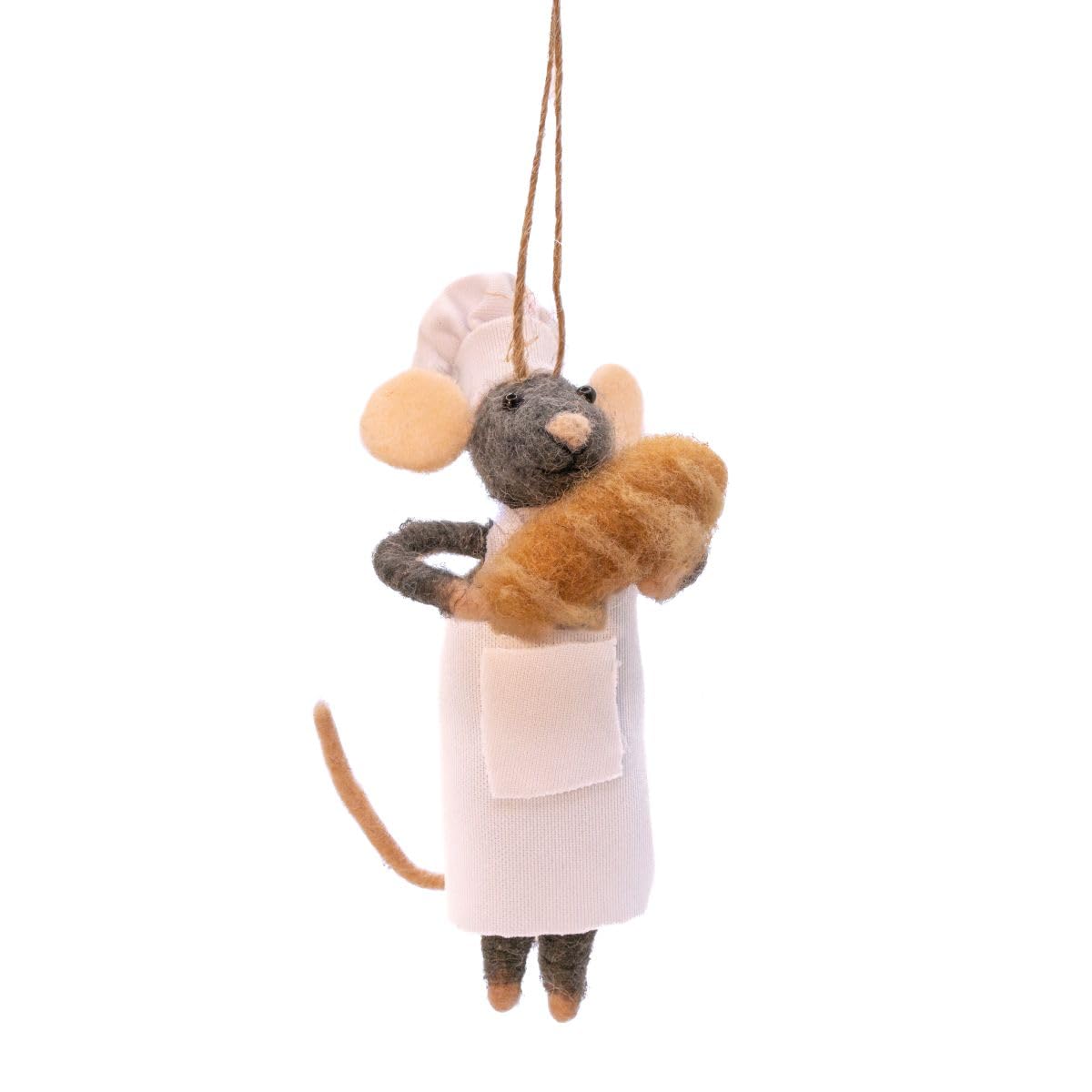 Sass & Belle Felt Mr Baker Mouse Christmas Tree Decoration | Hanging Felt Christmas Ornament With Chef Hat, Apron & Bread Loaf | Festive Tree Decoration Gift