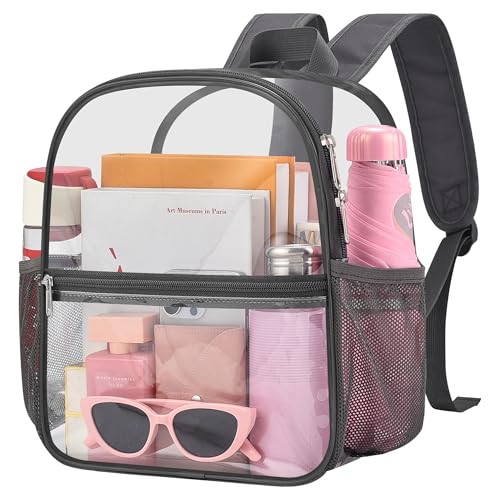 Image of Oraben Clear Backpack for Stadium Events Stadium Backpack 12x6x12 Clear Bag | 0.4mm Thick PVC, Durable Material,2 Side Pockets,Great for Park, Festivals, Sporting Events and Daily Use