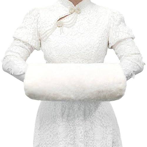 Faux Fur Hand Muffs Women Warm Faux Fur Muffs (White) #TOP7