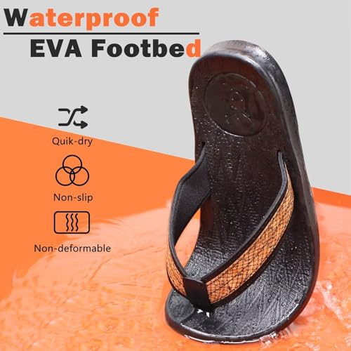 Image of KuaiLu Mens Flip Flops Arch Support Comfortable Summer Beach Thong Sandals Yoga Foam Cushion Slip on Slippers