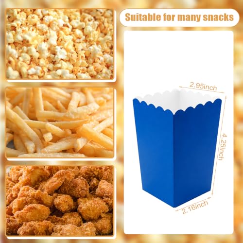 Image of 50 Pcs Popcorn Boxes Mini Paper Popcorn Box Cardboard Popcorn Container for Party Disposable Snack Candy Popcorn Bags Popcorn Holder for Movie Nights Birthday Wedding (Blue)