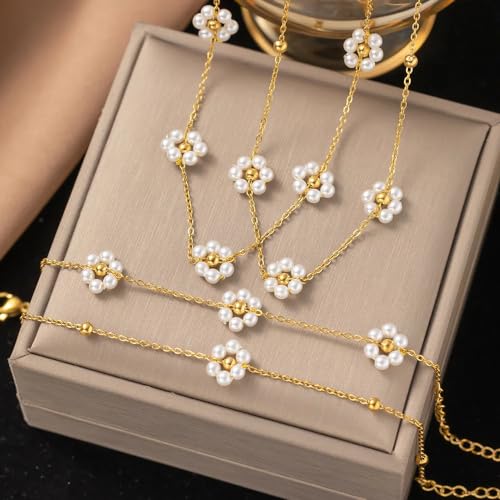 Imitation charmante pour femmes et fillettes : parure de perles chic