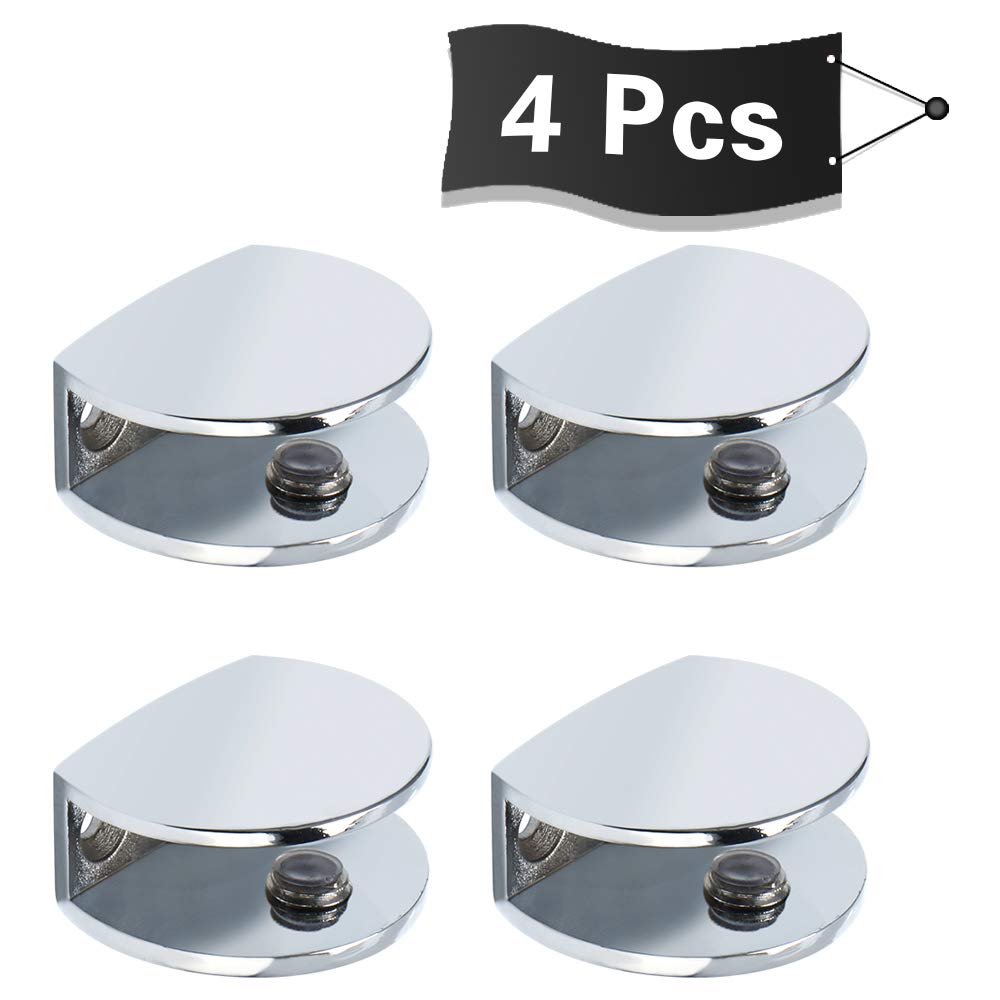 AliseGlass Shelf Bracket Adjustable Shower Brackets,Heavy Duty Clamp Holder for 8-12mm Glass Shelves,Wall Mount Clamps Clip Support Hardware Replacement Parts,BL3012-4P Polished Chrome Pack of 4