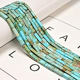 Note: All stones are unique and the beads may vary from the one shown in the picture Material: Imperial Jasper; Shape: Rectangle Tube; Color: Light Blue Size: 4x13mm - Approx 30 Beads Per Strand; Hole Size: Approx 1.0mm; Mined in China Wide Usage: Pe...
