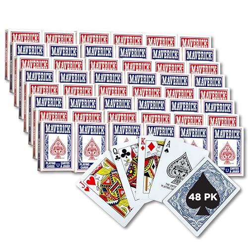 Maverick Playing Cards, Standard Index, Red and Blue, 48 Pack