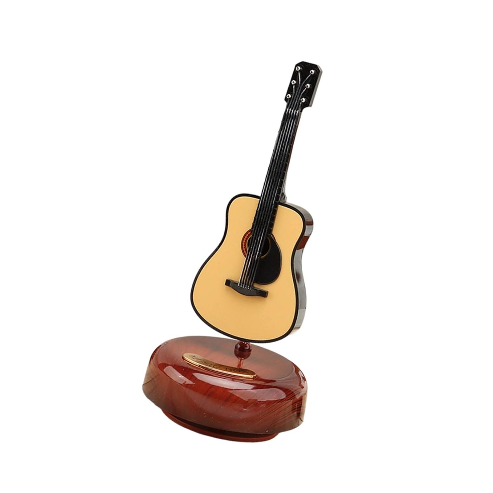 ZXFJYUIP Rotating French Horn Pipa Moon Lute Music Box Guitar Instrument Model Office/living Room Decoration(Guitar)