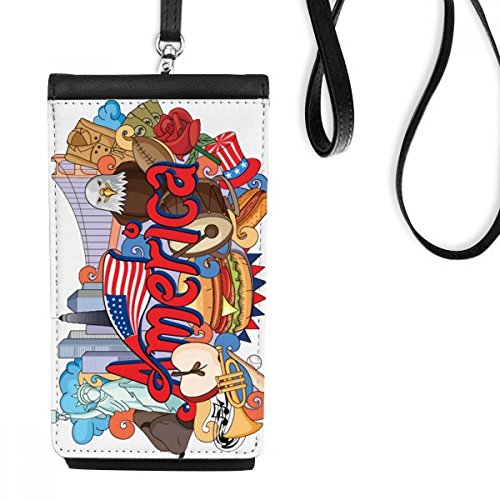 Cadeau original porte-monnaie suspendu en cuir motif aigle liberté pour adolescents