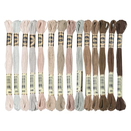 Image of PATIKIL 14 Skeins Embroidery Floss, Polyester Embroidery Threads Bracelets String for Cross-Stitch Hand Embroidery, Multicolored Dark Brown