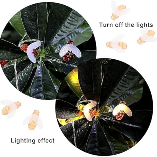 Image of One94Store 14 LED, 3 Meter Honey Bee String Lights - Warm White Fairy Lights | Battery Powered, Waterproof Decorative Lights for Home, Diwali, Christmas, Halloween & Party Decor (Pack of 5)