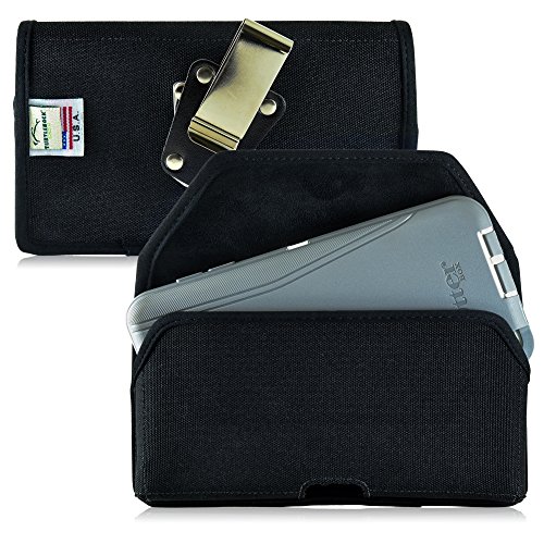 Turtleback Belt Clip Case Compatible with Motorola Droid Turbo 2 Fits w/OB Defender or Bulky Cases, Black Holster Nylon Pouch with Heavy Duty Rotating Belt Clip Horizontal