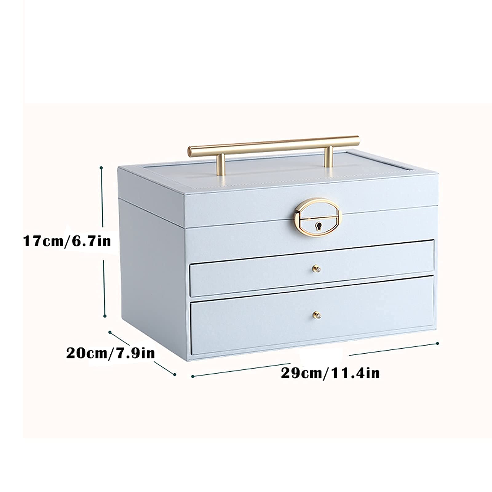 Caja de Almacenamiento Cajas de Viaje para Joyas Estuche de joyería de PU con 2 cajones Joyas con Espejo Collares Pendientes Anillos Contenedores para Manualidades para O