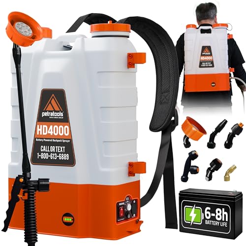 PetraTools 4-Gallon Battery Backpack Sprayer with Nozzles