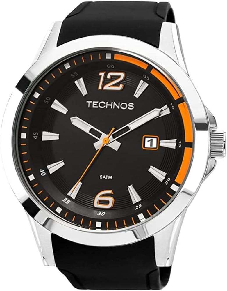 Relógio Technos, Pulseira de Silicone, Masculino Preto 2115KQB/8L