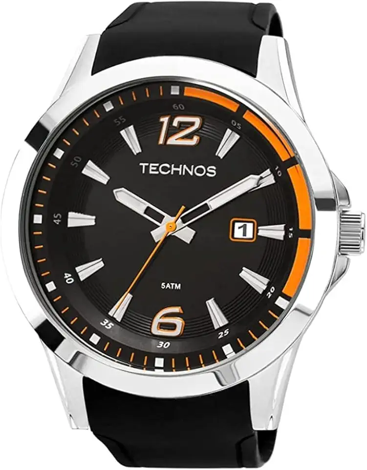 Relógio Technos, Pulseira de Silicone, Masculino Preto 2115KQB/8L