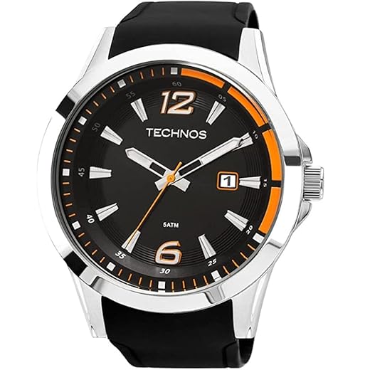 Relógio Technos, Pulseira de Silicone, Masculino Preto 2115KQB/8L