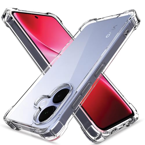 Image of Amazon Basics Back Cover for Vivo V60 Lite 5G PC + TPU Clear Transparent Raised Edges Shockproof Protective Phone Bumper Case (Transparent)