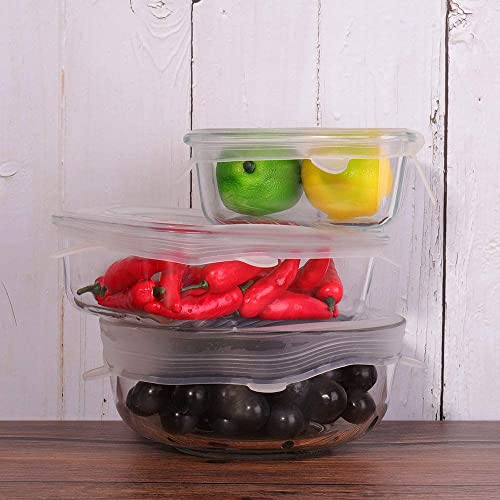 BEAUTLOHAS. Dehnbare Silikondeckel, 6er Pack Silikondeckel Dehnbar & Wiederverwendbar in Verschiedenen Größen Frischhalte-Deckel Stretch Lid für Schüsseln, Becher, Dosen, Obst (Transparent)