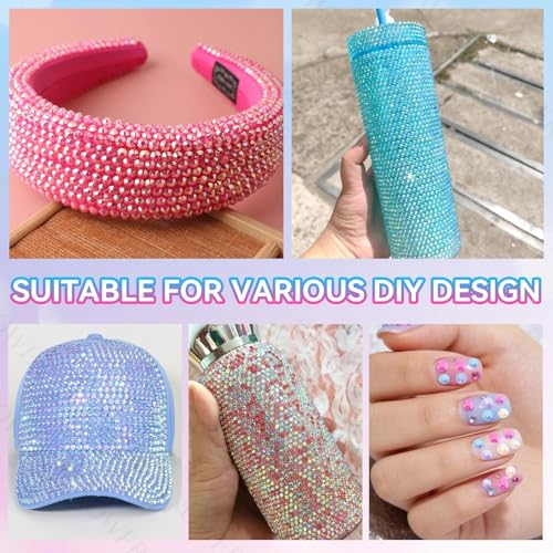 16000 Pcs Mixed Blue Pink Resin Flatback Rhinestones for Bedazzling Kit, 2-6mm Flatback Resin Gems for Crafting, Bedazzling Kit for Crafts DIY Face Makeup Tumblers - Thumbnail 7