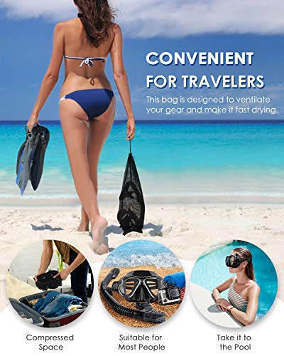 POPCHOSE Snorkel Set Silicone Snorkeling mask Set for Adults and Youth, Foldable Dry Top Snorkel Anti-Leak Anti-Fog Adjustable Diving Mask Gear Mesh Bag for Snorkeling, Diving, Swimming - Thumbnail 4