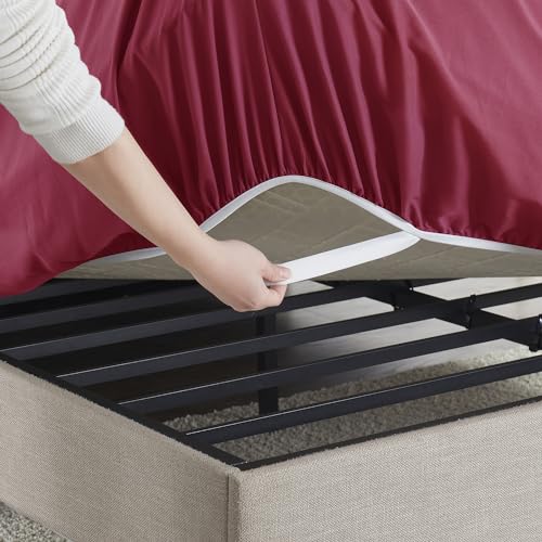 Image of Hearth & Harbor Extra Deep Pocket Twin XL Fitted Sheet - Fits 18 to 24 Inch Mattress - Ultra Soft 1800 Microfiber, Wrinkle-Free & Breathable - Hotel Luxury Fitted Sheet Only, Burgundy