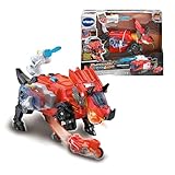 VTech - Switch&Go Dinos, Salvador tricerátops camión de Bomberos, Incluye Moto de Rescate, Cañón de Agua, Juguete transformable 2en1 Dino-Car, para niños +3 años, Exclusivo en Amazon, Versión ESP