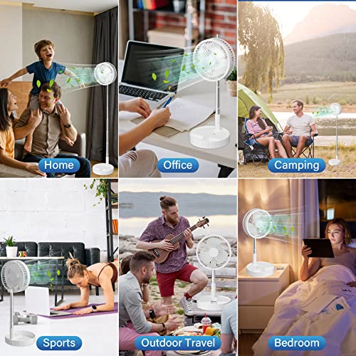 Foldable Portable Fan Standing Fan With Remote Control 4 Speeds Adjustable Small Desk Fan 7200Mah Rechargeable Fan Personal Battery Operated Usb Floor Fan Pedestal Fans For Bedroom Home Camping Travel #TOP7