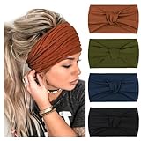 DRESHOW 4 Pack Turban Headbands for Women Wide Vintage Head Wraps Knotted Cute Hair Band Accessories