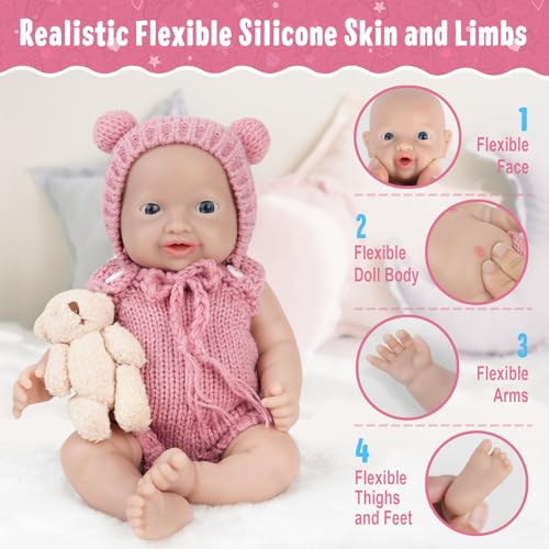 Muñeca bebé mini silicona realista 20 cm Vollence miniatura 5