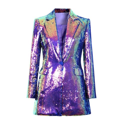 Blazer brillant violet col polo pour soirée et cocktail XL