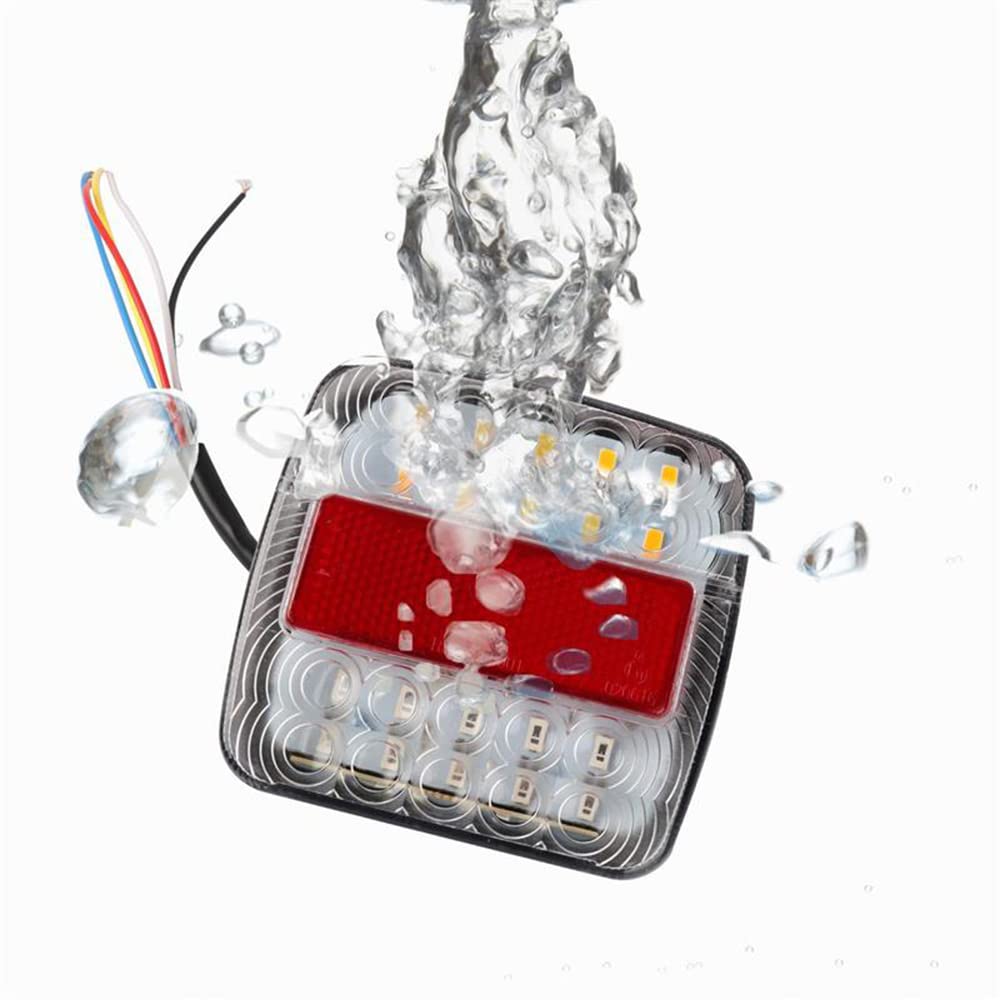 2 Piezas Camión De Luz Trasera Trasera Indicador De Señal De Giro De Led Luce De Freno Impermeable para El Remolque del Automóvil 12v 26 Vuelvo