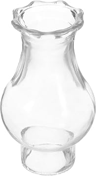 Sosoport Vintage Thickened Glass Lamp Shade with Flower-shaped Mouth Transparent Globe for Kerosene Oil Lamps Replacement Chimney for Outdoor Camping and Home Lighting