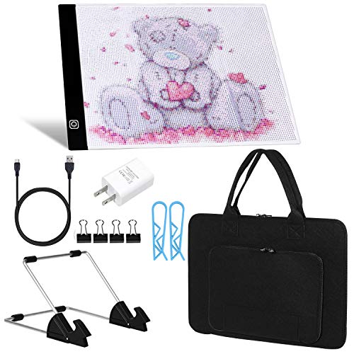 A4 LED Light Pad with USB Cable, USB Wall Charger, Stand Holder, Polyester