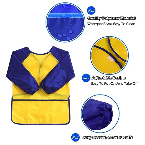 KIMMAX Bastelschürze kinder, Malschürze Malerkittel mit Ärmeln für Kinder von 7 bis 12 Jahren für Schule Kunst Malerei,Kochen (Yellow (L,125-140cm))