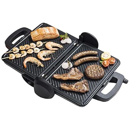 Bestron Aufklappbarer Kontaktgrill mit Ober-und Unterhitze, 1.800 W, Schwarz – Bild 4