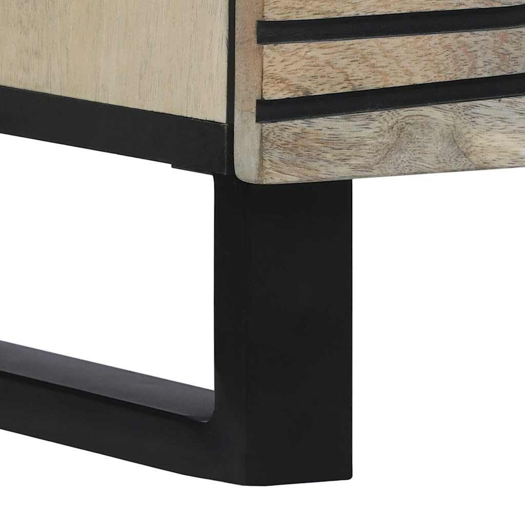 Générique Credenza Legno Mango Massiccio Bianco E Nero | Vasellame spazioso da parete per salotto o sala da pranzo