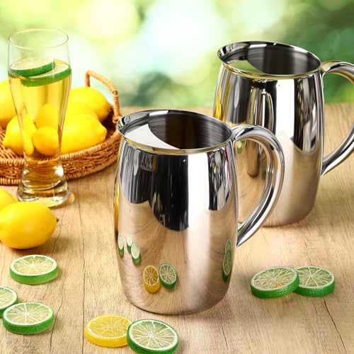 Funnymoom 1 Pcs 2 L Stainless Steel Water Pitchers with Ice Guard Smooth Silver Metal Bell Pitchers Jug Cold Beverages Carafe Serving Tool for Restaurants Home Dishwasher Safe