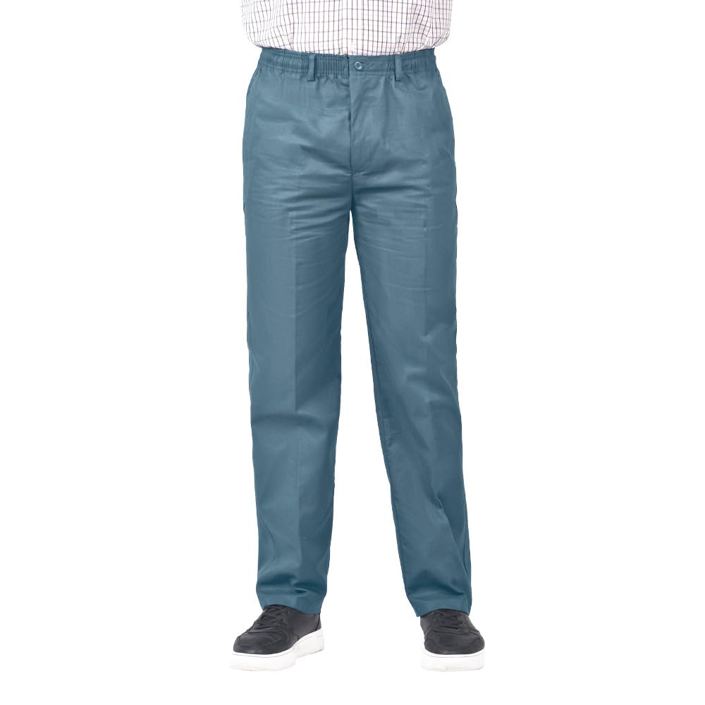 James Holton Mens Fully Elasticated Pull On Chinos Trousers, Perfect for Outdoor Walking, Sports, Work or Travel 36W / 27L Sky Blue