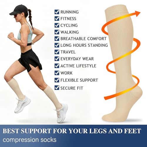 Image of Sooverki Compression Socks for Women and Men Circulation (3 /4 Pairs) is Best Support for Running Athletic Cycling Hiking