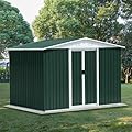 8' x 6' Outdoor Metal Storage Shed Outdoor Shed Galvanized Steel Garden Shed with Sliding Door and Window for Ventilation Storage Sheds House for Backyard Garden?Green?
