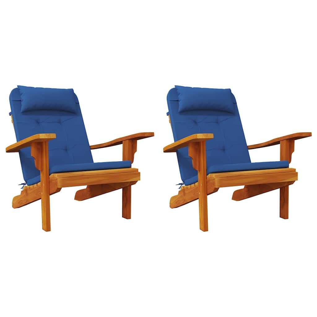 2 cuscini per sedia, in tinta unita, blu, 58 x 77 x 4,5 cm, in tessuto Oxford con elastico antiscivolo, lavabili, ergonomici, imbottiti, per sedie da giardino, sala da pranzo, ufficio