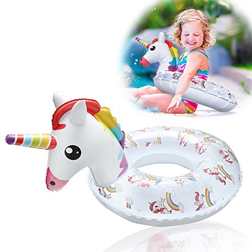 Kiddy Inflatable Unicorn Pool Float - Kids Pool Floats Swim Ring with Safe Handle Water Fun Summer Beach Toys