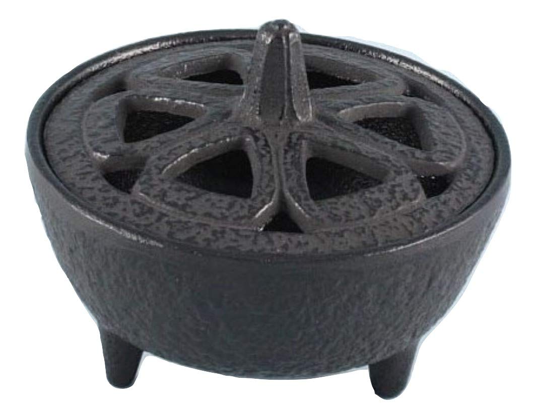 Fragrancia Black Lotus Design Incense Holder, Burner, Cast Iron,