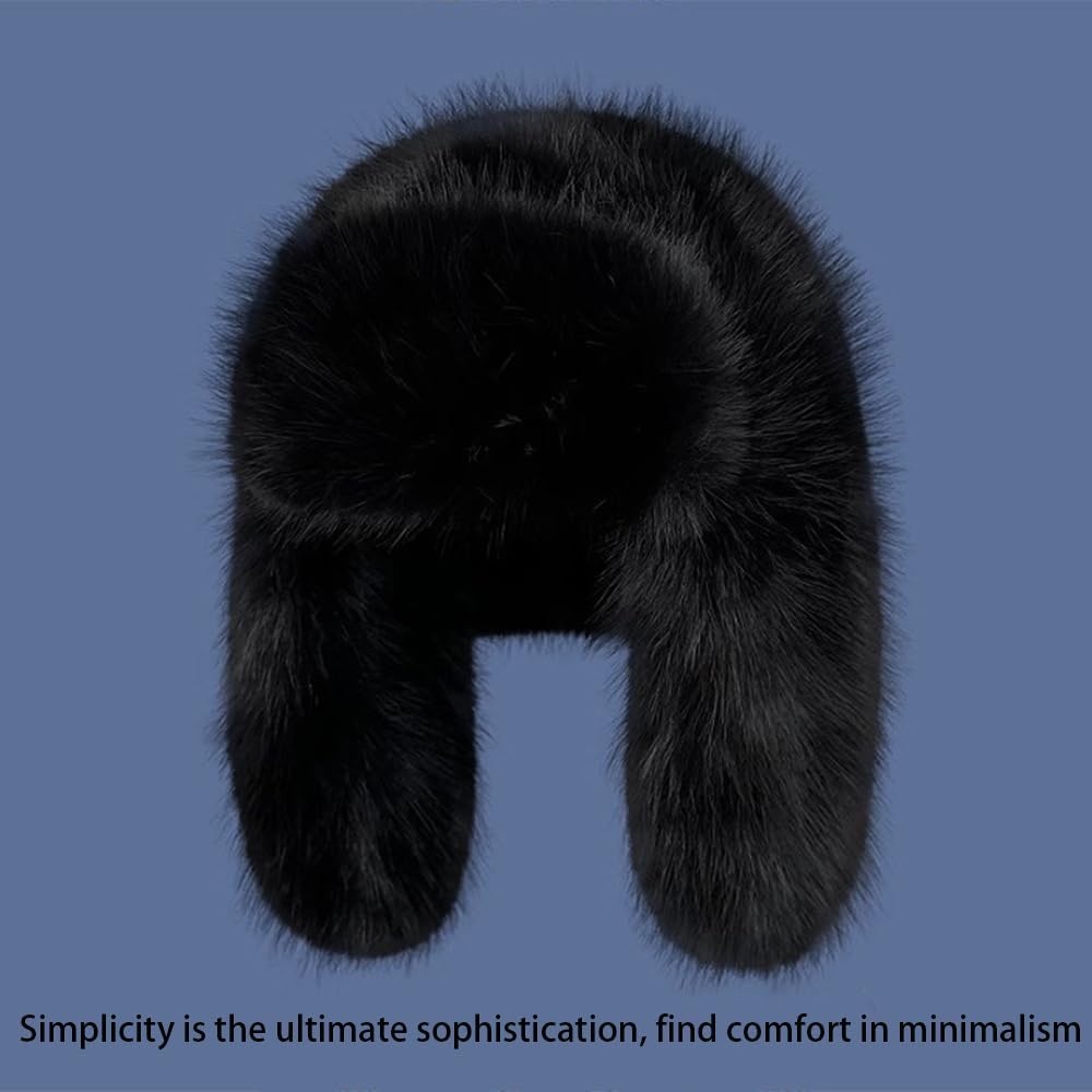 Luxurious Faux Mink Fur Ladies Trapper Hat，Pure Color Simplistic Women’s Winter Hat，Furry Ushanka Warm Hat