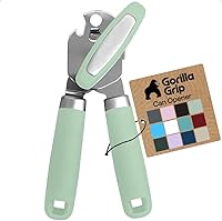 Vista 16 de GORILLA GRIP - Abridor de latas manual de acero inoxidable resistente con borde liso y abridor de botellas, mango suave y cómodo, perilla giratoria