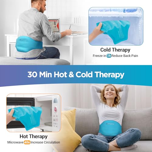 Image of Comfytemp Back Ice Pack for Lower Back Pain Relief Product, Reusable Gel Lumbar Wrap for Sciatica Injury, Hot Cold Compress Brace for Herniated Disc, Waist Surgery Recovery Must Have - Blue